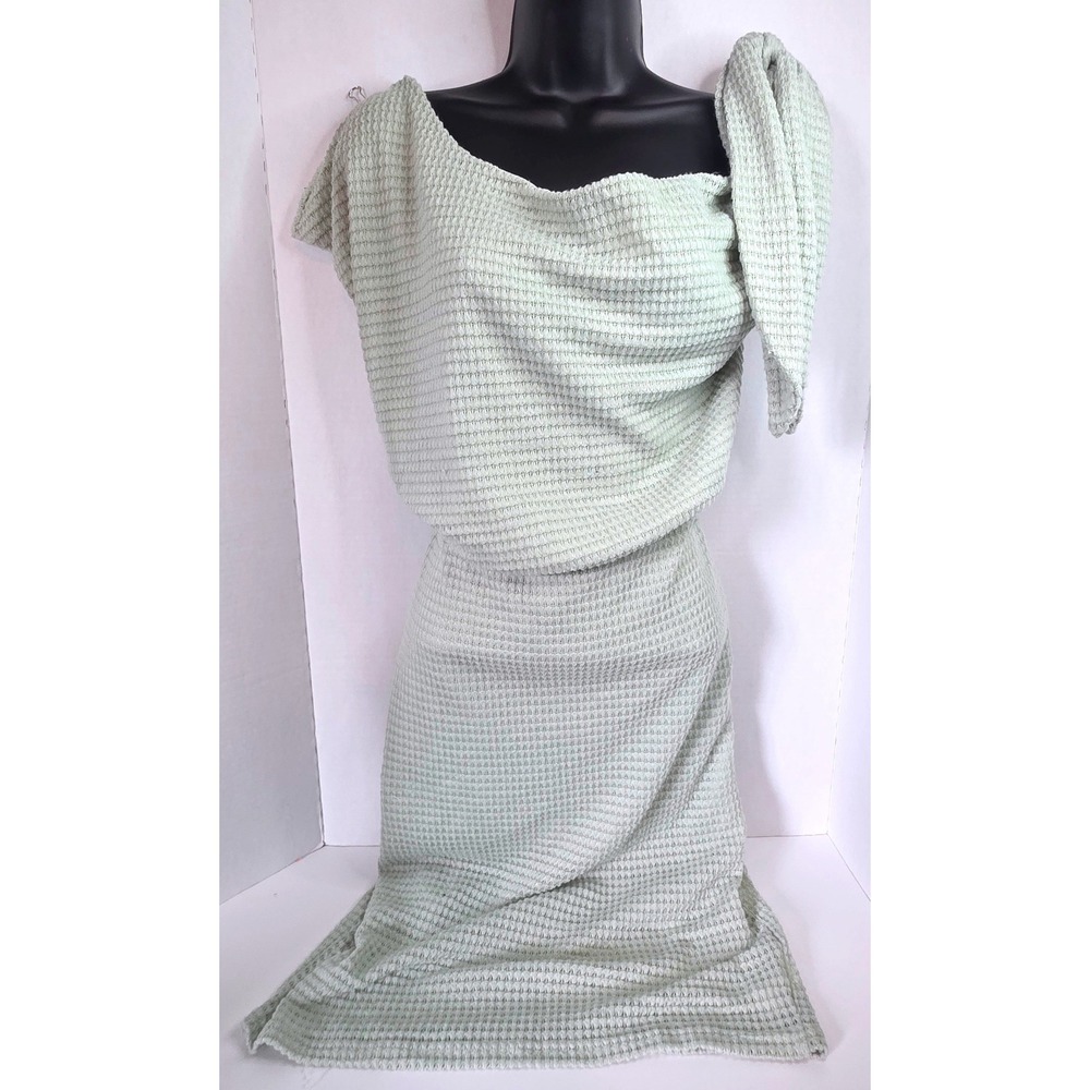 Cupshe Sage Green Textured Cowl One Shoulder Knit Dress Lined SZ L Assymetrical